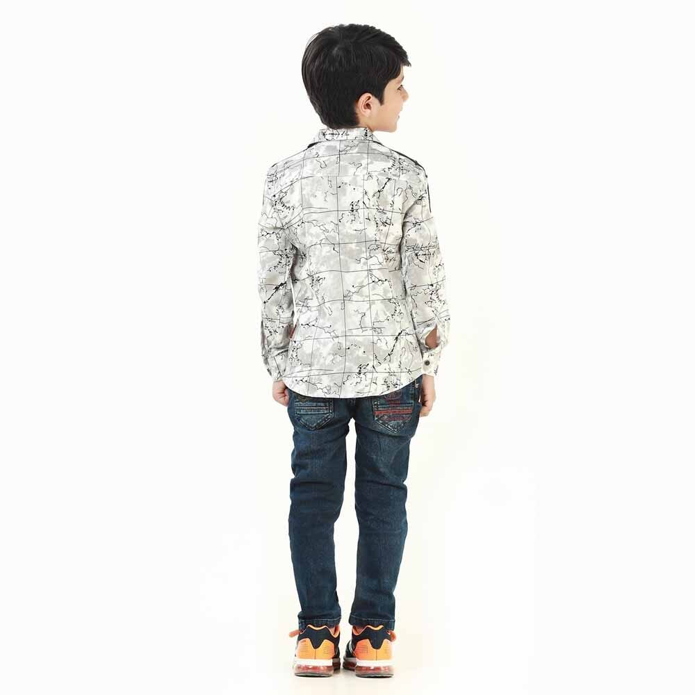 Orange & Black Geo Printed Casual Shirt