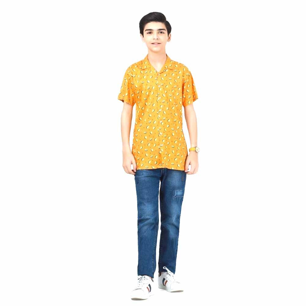 Orange & Black Geo Printed Casual Shirt