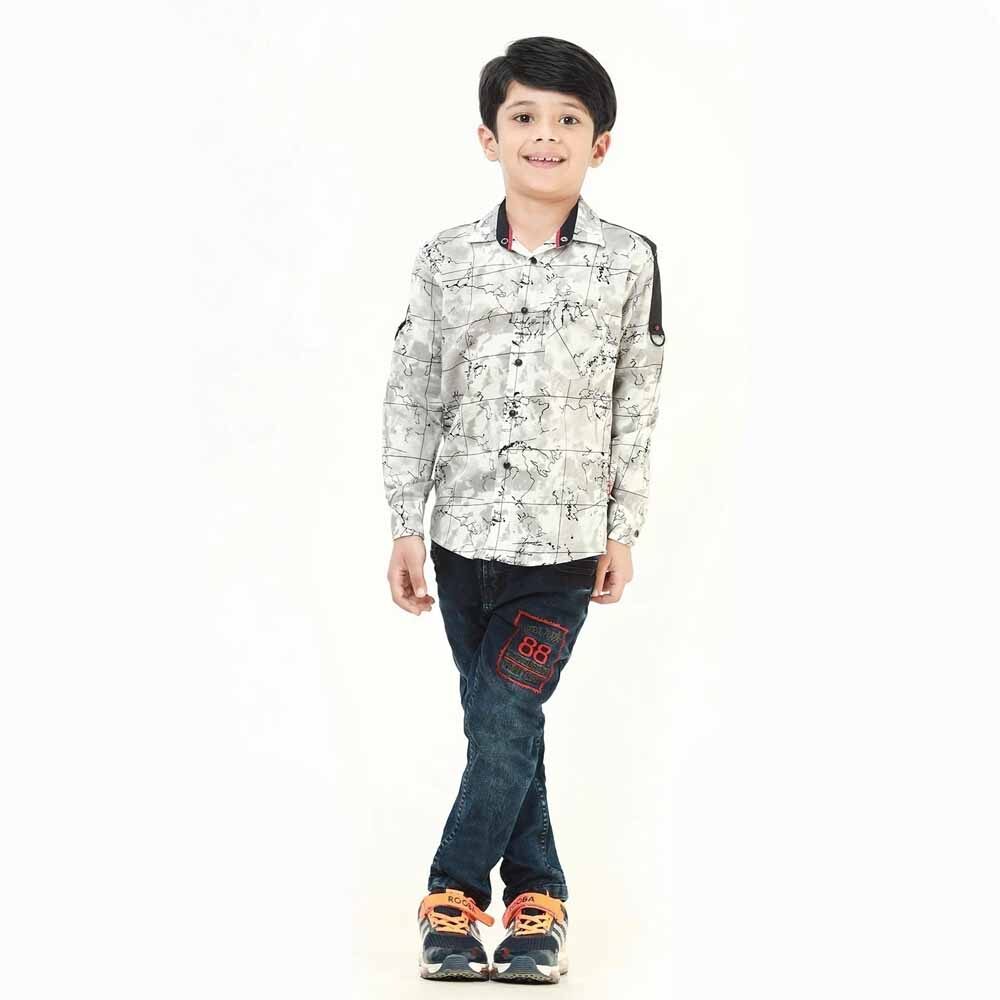 Orange & Black Geo Printed Casual Shirt